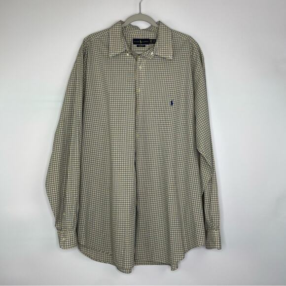 Ralph lauren Classic Fit yellow blue mini plaid long sleeve button down 2XLT - Picture 2 of 7
